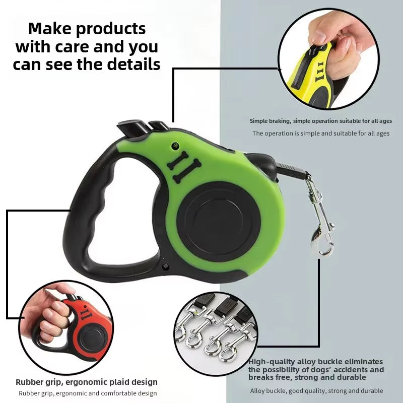 3M 5M Dog Leash Strong Nylon Puppy Lead for Small Medium Large Dogs Cats Automatic Retractable Durable Yorkshire Pet Supplies